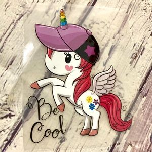 Pink cap unicorn Iron-on Stickers Heat Transfer Patches for clothes DIY